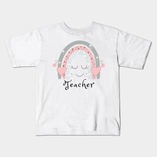 Cute Boho Teacher Rainbow Kids T-Shirt